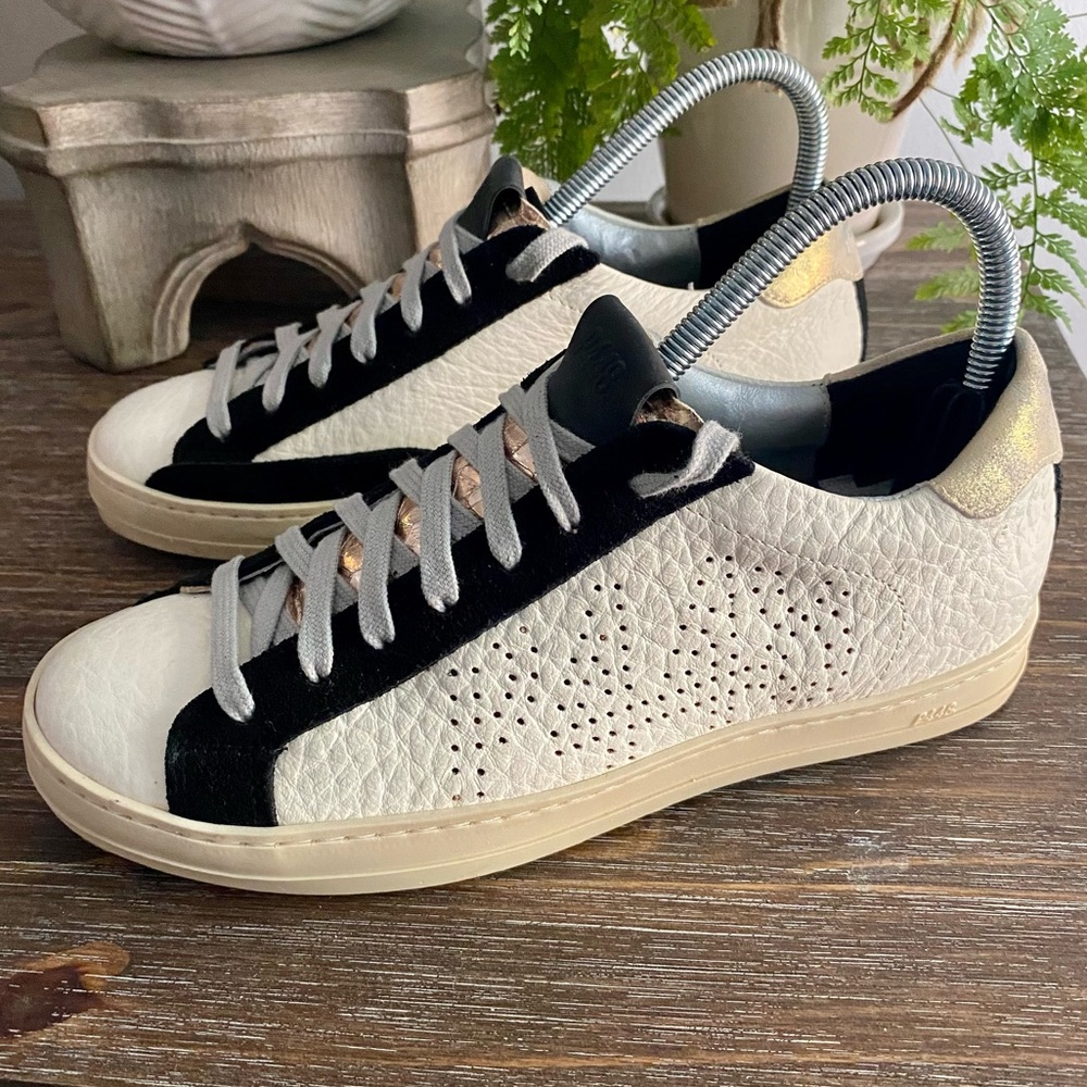 P448 John Delhisil Sneakers Lace Up Low Top Leather Shoes Women’s EU 37 / US 7